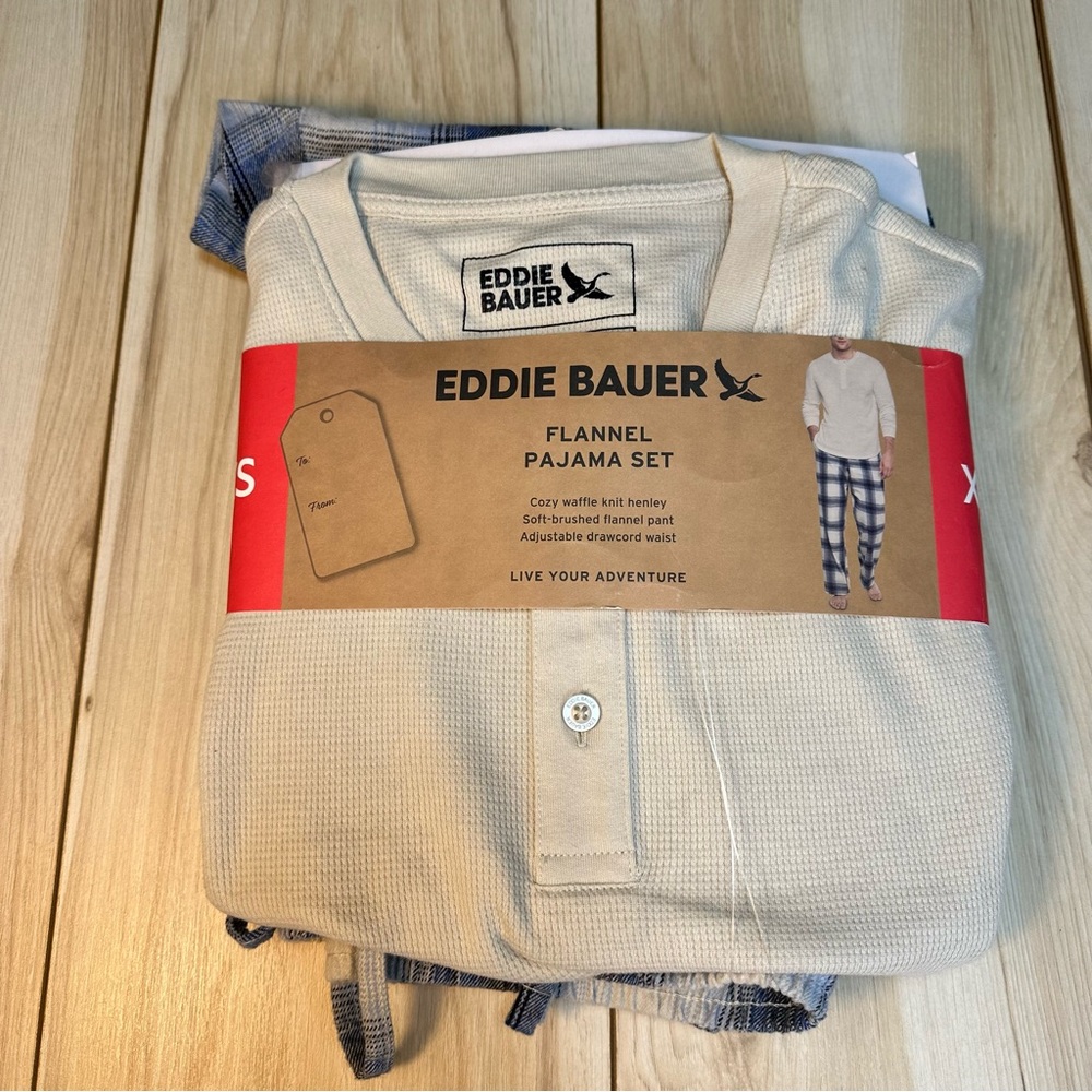 Eddie Bauer Men's Long Sleeve Waffle Henley & Flannel Pant Pajama Set X -Small